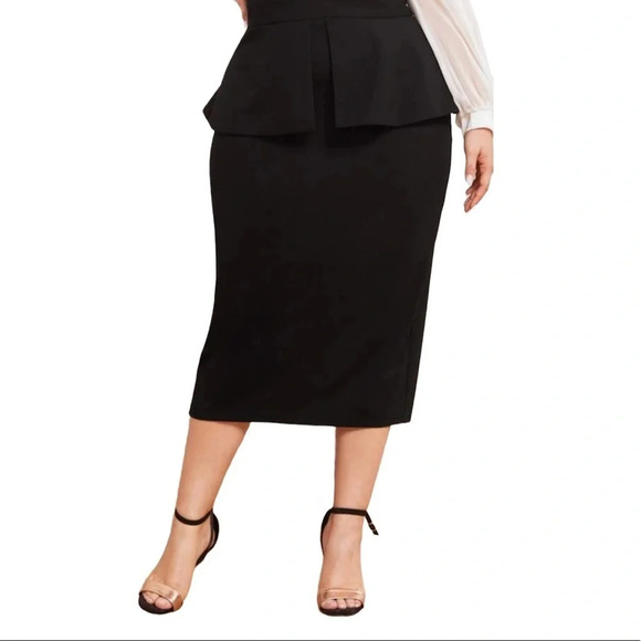 Express black peplum midi skirt Sz  8 - Picture 1 of 12